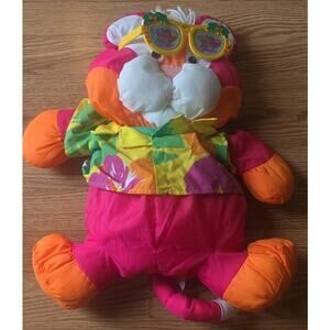 Vintage 1987 Fisher Price Tiger Wild Puffalumps Pink Orange Hawaiian Sunglasses
